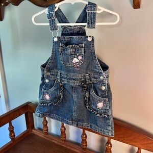 Faded Glory Blue Denim Kids Overalls with Embroidery